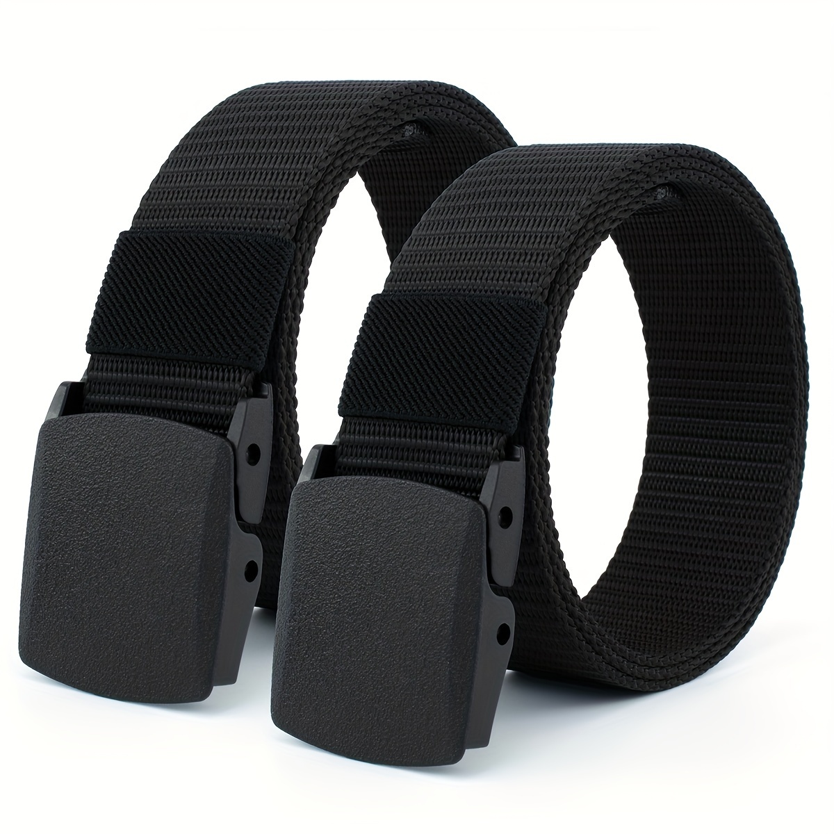2 Pack Casual Belts with Nylon Webbing Quick Release Buckle